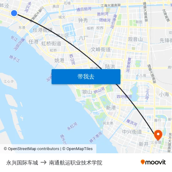 永兴国际车城 to 南通航运职业技术学院 map