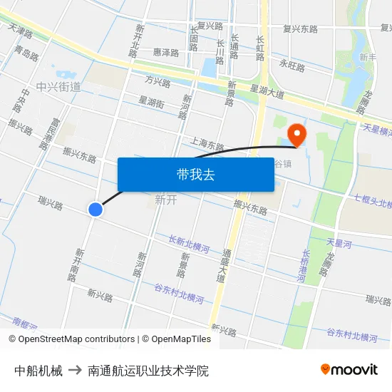 中船机械 to 南通航运职业技术学院 map