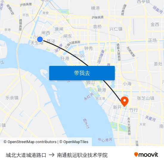 城北大道城港路口 to 南通航运职业技术学院 map