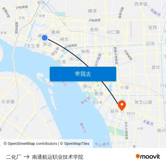 二化厂 to 南通航运职业技术学院 map