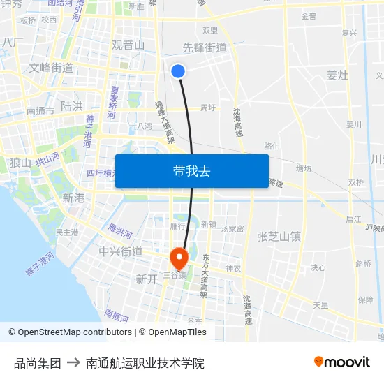 品尚集团 to 南通航运职业技术学院 map