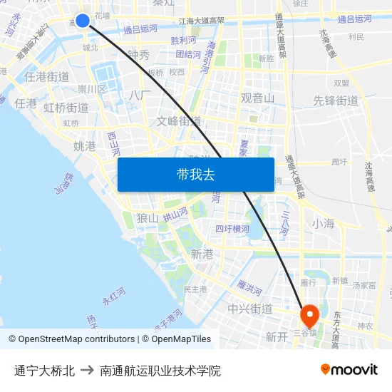 通宁大桥北 to 南通航运职业技术学院 map