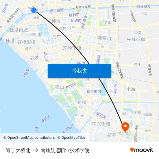 通宁大桥北 to 南通航运职业技术学院 map