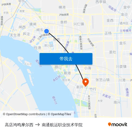 高店鸿鸣摩尔西 to 南通航运职业技术学院 map