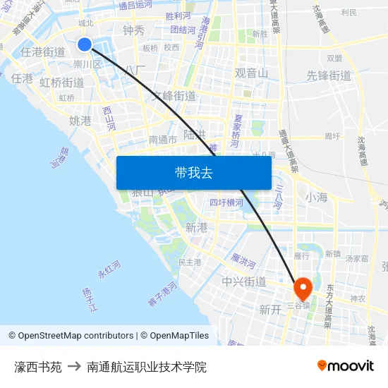濠西书苑 to 南通航运职业技术学院 map