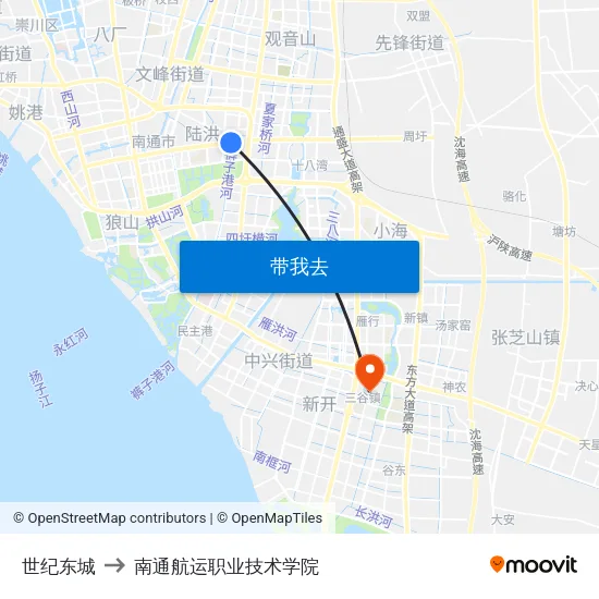 世纪东城 to 南通航运职业技术学院 map