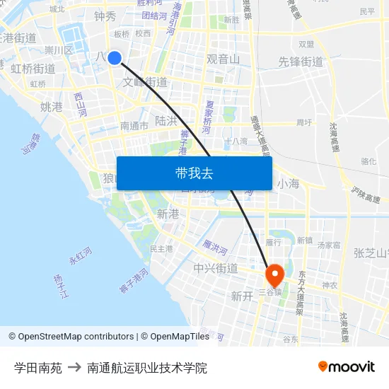 学田南苑 to 南通航运职业技术学院 map