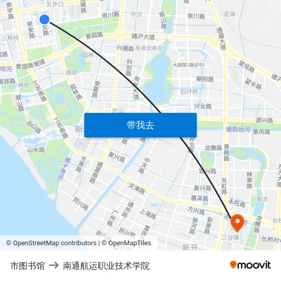 市图书馆 to 南通航运职业技术学院 map