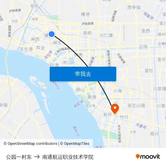 公园一村东 to 南通航运职业技术学院 map
