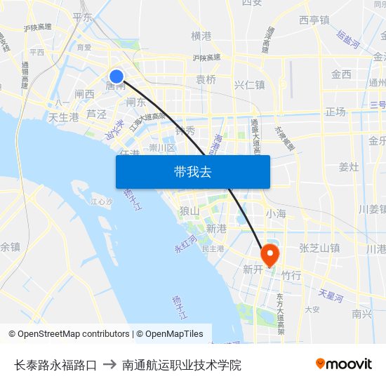 长泰路永福路口 to 南通航运职业技术学院 map