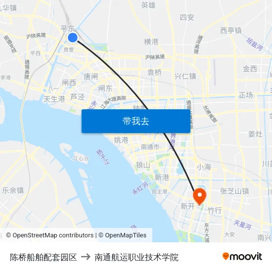 陈桥船舶配套园区 to 南通航运职业技术学院 map