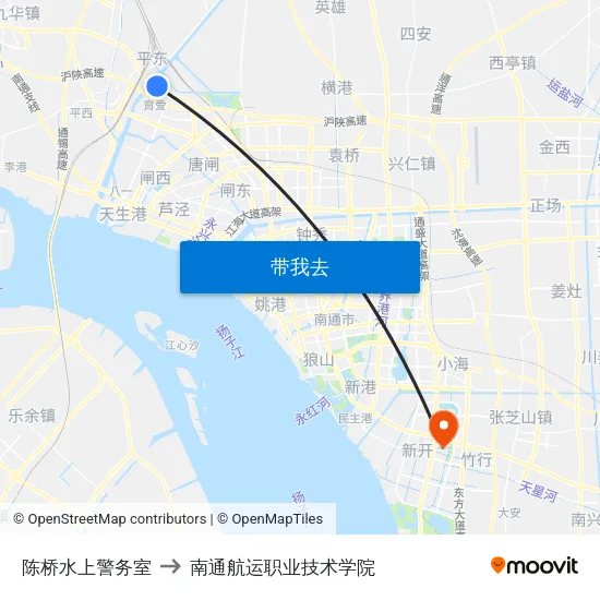 陈桥水上警务室 to 南通航运职业技术学院 map