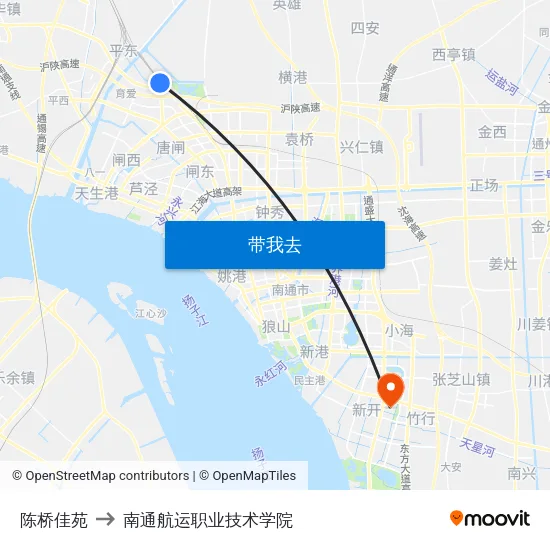 陈桥佳苑 to 南通航运职业技术学院 map