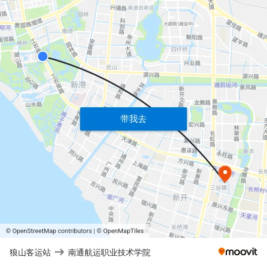 狼山客运站 to 南通航运职业技术学院 map