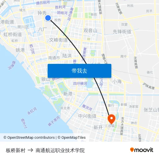 板桥新村 to 南通航运职业技术学院 map