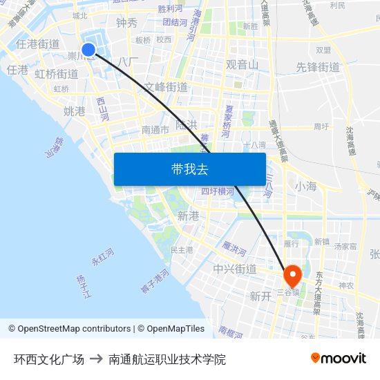 环西文化广场 to 南通航运职业技术学院 map