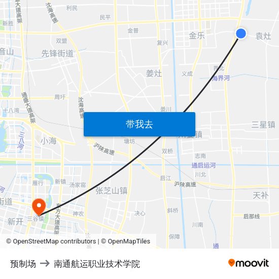 预制场 to 南通航运职业技术学院 map