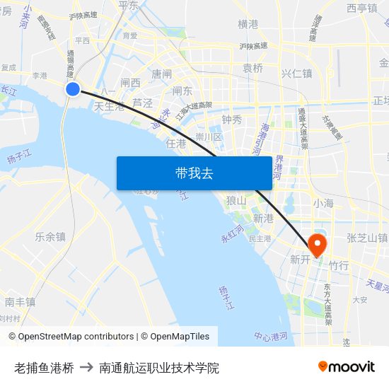 老捕鱼港桥 to 南通航运职业技术学院 map