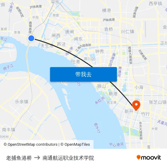 老捕鱼港桥 to 南通航运职业技术学院 map