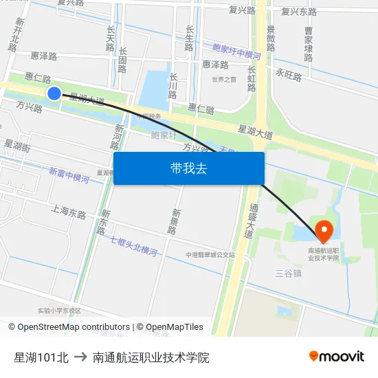 星湖101北 to 南通航运职业技术学院 map