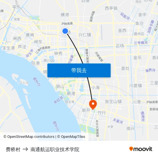 费桥村 to 南通航运职业技术学院 map