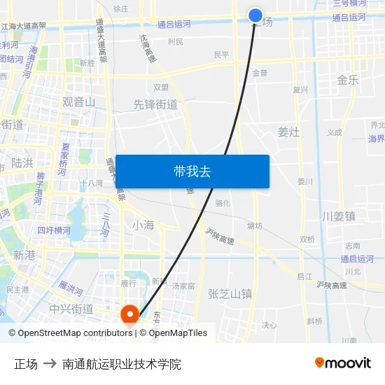 正场 to 南通航运职业技术学院 map