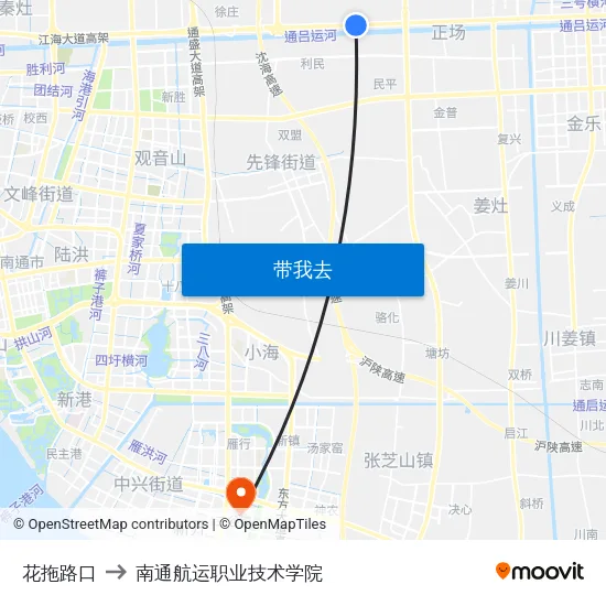 花拖路口 to 南通航运职业技术学院 map