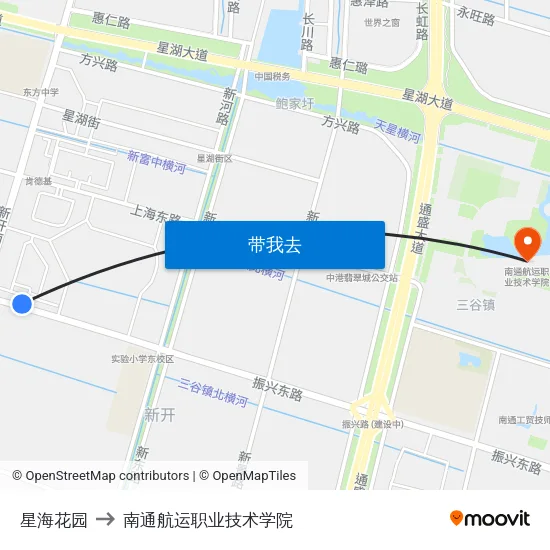 星海花园 to 南通航运职业技术学院 map
