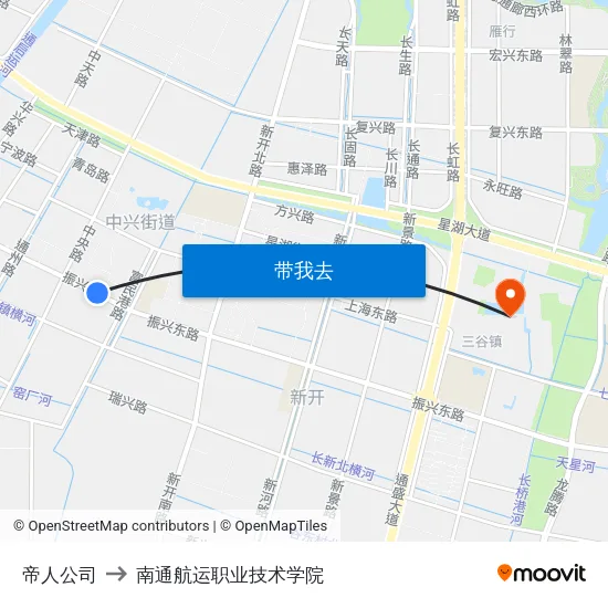 帝人公司 to 南通航运职业技术学院 map