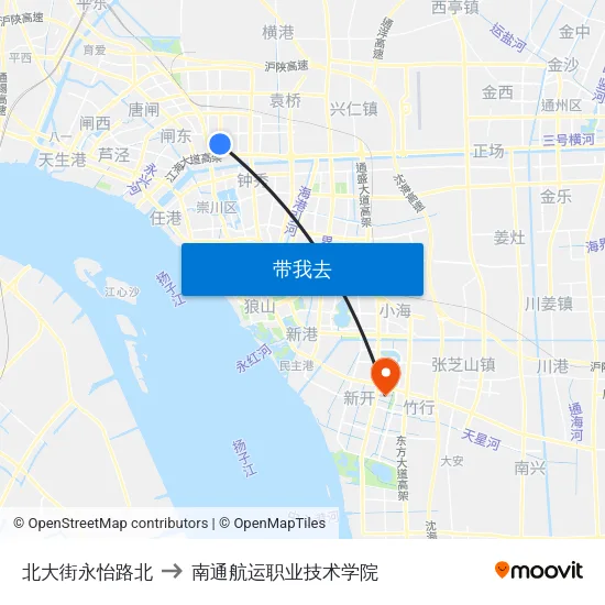 北大街永怡路北 to 南通航运职业技术学院 map