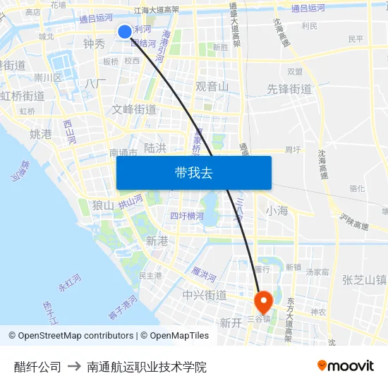 醋纤公司 to 南通航运职业技术学院 map