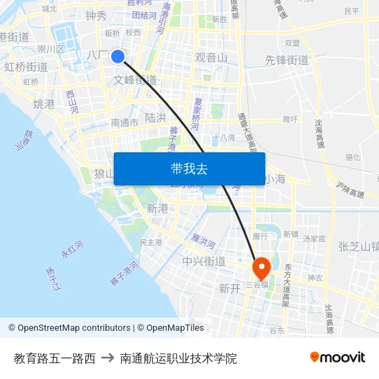 教育路五一路西 to 南通航运职业技术学院 map