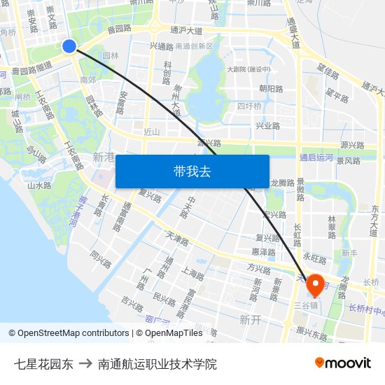 七星花园东 to 南通航运职业技术学院 map