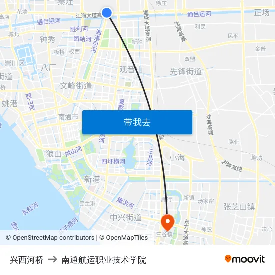兴西河桥 to 南通航运职业技术学院 map