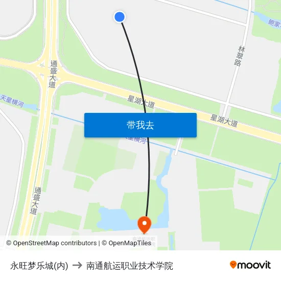 永旺梦乐城(内) to 南通航运职业技术学院 map