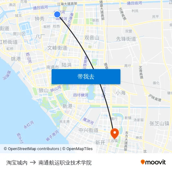 淘宝城内 to 南通航运职业技术学院 map