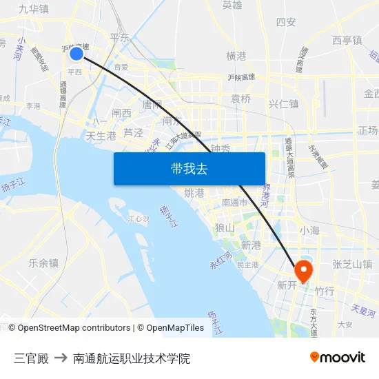 三官殿 to 南通航运职业技术学院 map