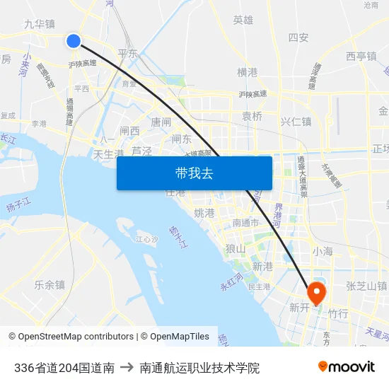 336省道204国道南 to 南通航运职业技术学院 map