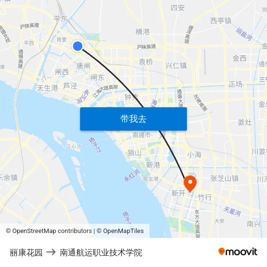 丽康花园 to 南通航运职业技术学院 map