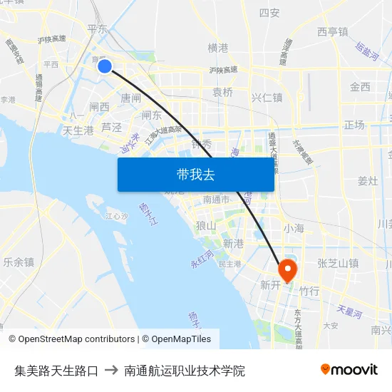 集美路天生路口 to 南通航运职业技术学院 map