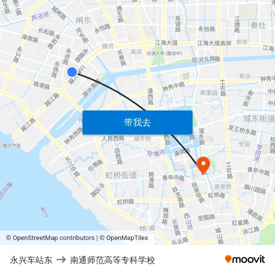永兴车站东 to 南通师范高等专科学校 map