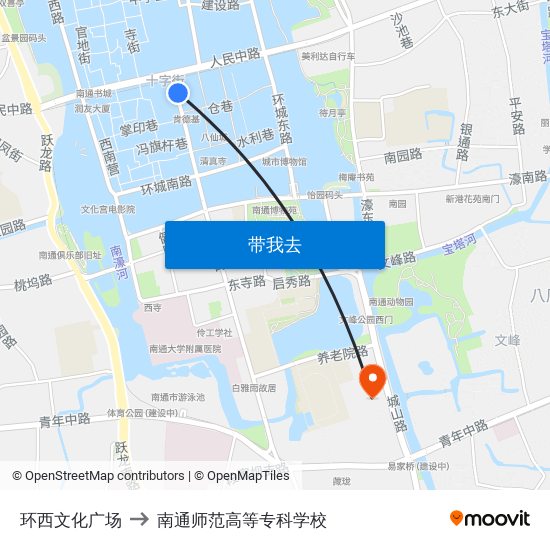 环西文化广场 to 南通师范高等专科学校 map