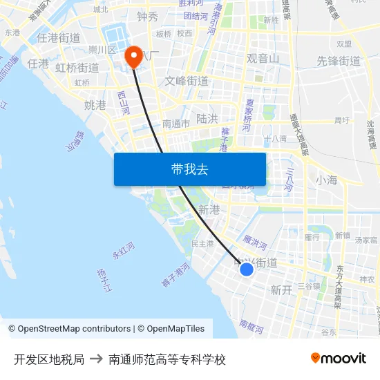 开发区地税局 to 南通师范高等专科学校 map