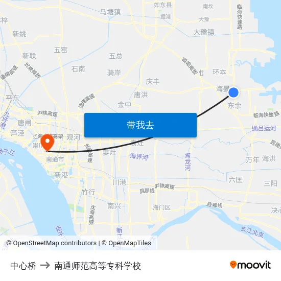 中心桥 to 南通师范高等专科学校 map