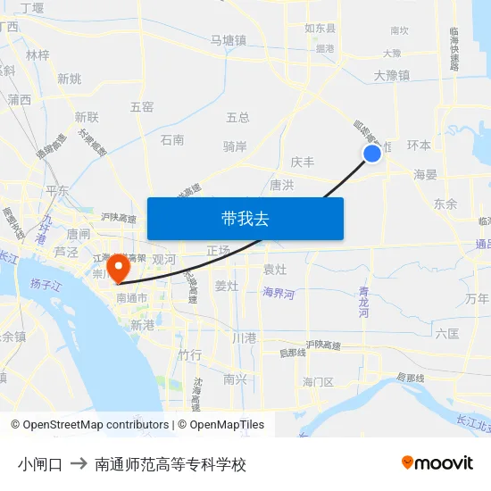 小闸口 to 南通师范高等专科学校 map