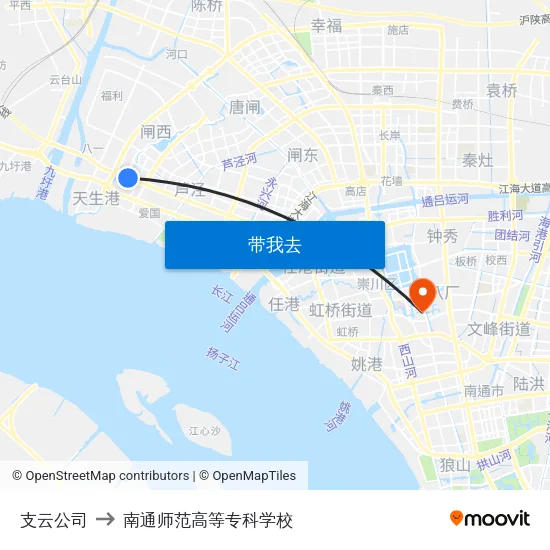 支云公司 to 南通师范高等专科学校 map