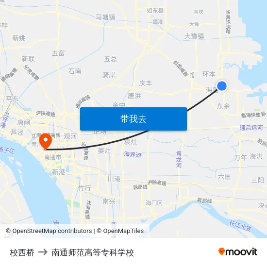 校西桥 to 南通师范高等专科学校 map