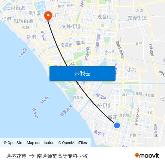 通盛花苑 to 南通师范高等专科学校 map