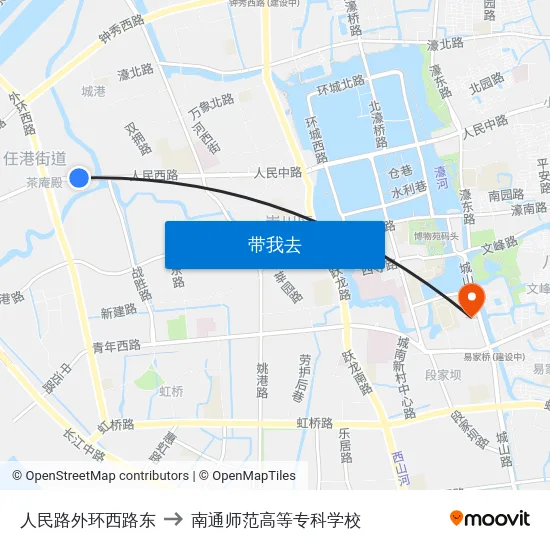 人民路外环西路东 to 南通师范高等专科学校 map