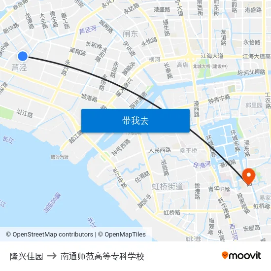 隆兴佳园 to 南通师范高等专科学校 map